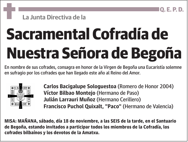 Sacramental Cofradía de Nuestra Señora de Begoña