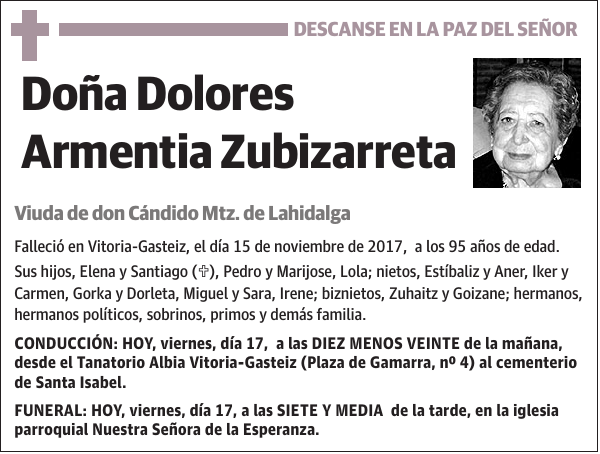 Dolores Armentia Zubizarreta