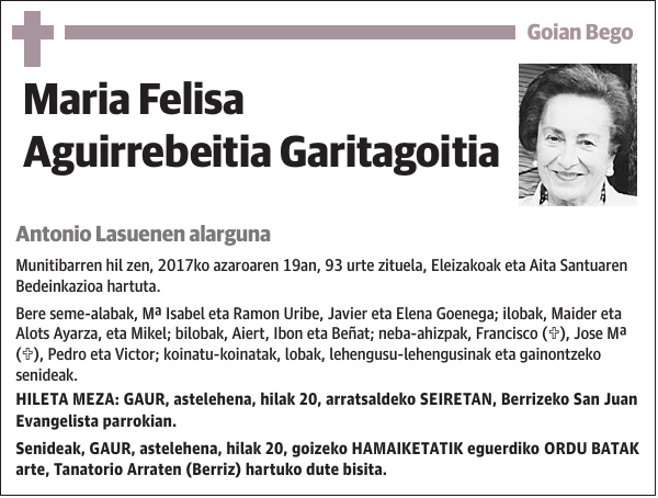 Maria Felisa Aguirrebeitia Garitagoitia