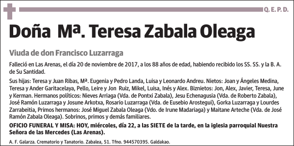 Mª. Teresa Zabala Oleaga