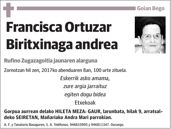 Francisca Ortuzar Biritxinaga