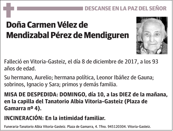 Carmen Vélez de Mendizabal Pérez de Mendiguren