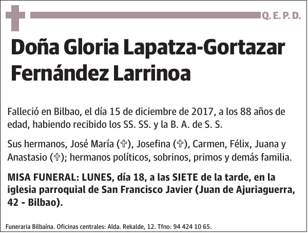 Gloria Lapatza-Gortazar Fernández Larrinoa