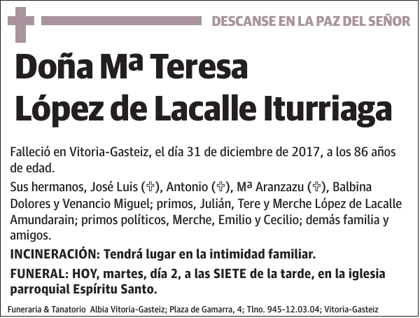 Mª Teresa López de Lacalle Iturriaga