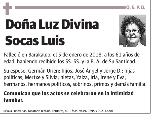 Luz Divina Socas Luis