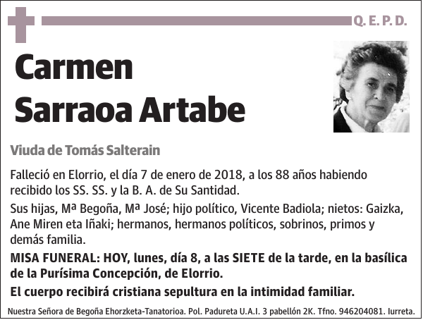 Carmen Sarraoa Artabe