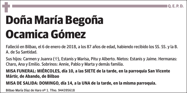 María Begoña Ocamica Gómez