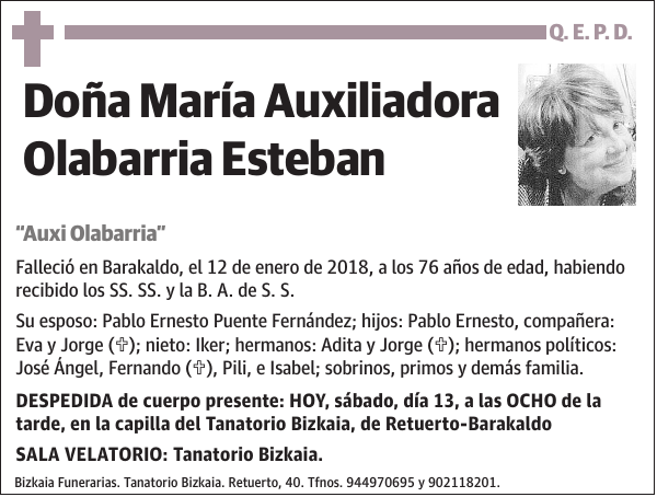 María Auxiliadora Olabarria Esteban