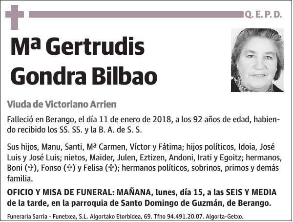 Mª Gertrudis Gondra Bilbao