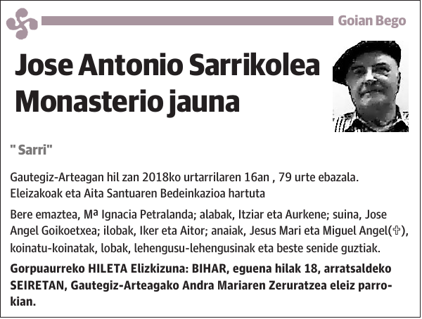 Jose Antonio Sarrikolea Monasterio