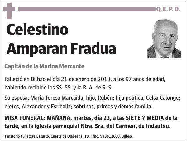 Celestino Amparan Fradua Capitán de la Marina Mercante