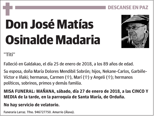 José Matías Osinalde Madaria