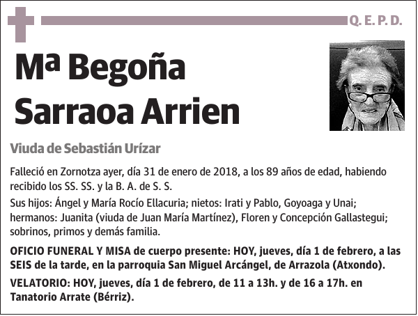 Mª Begoña Sarraoa Arrien