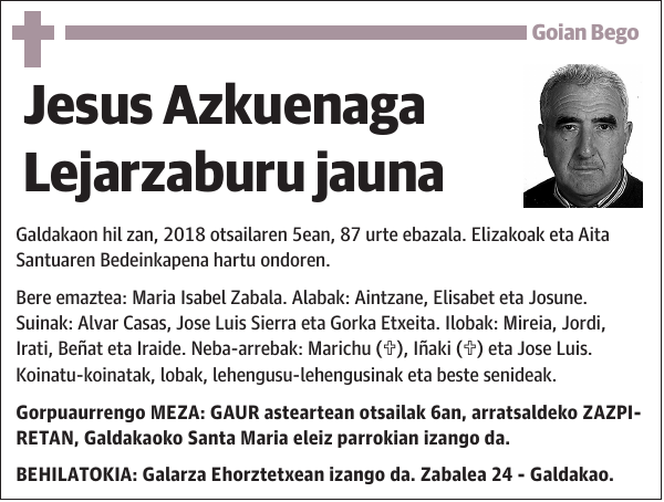 Jesus Azkuenaga Lejarzaburu