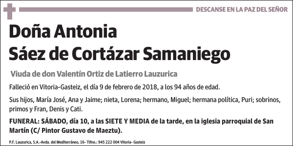 Antonia Sáez de Cortázar Samaniego