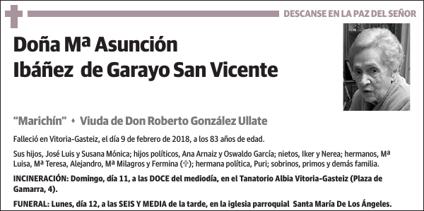 Mª Asunción Ibáñez de Garayo San Vicente