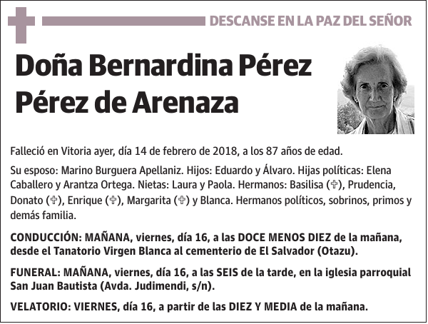 Bernardina Pérez Pérez de Arenaza