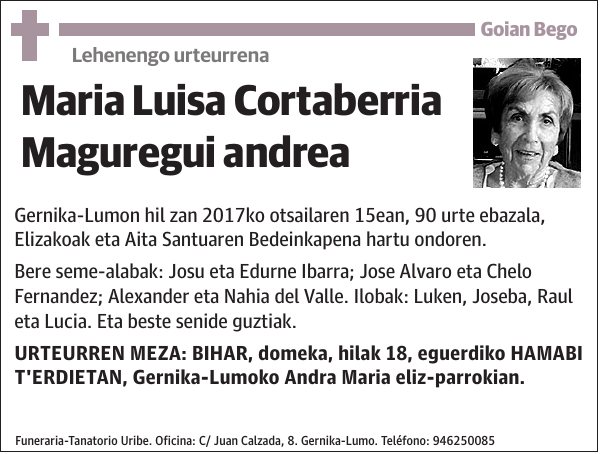 Maria Luisa Cortaberria Maguregui