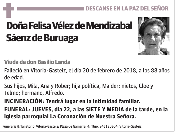 Felisa Vélez de Mendizabal Sáenz de Buruaga