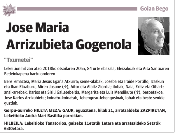 Jose Maria Arrizubieta Gogenola