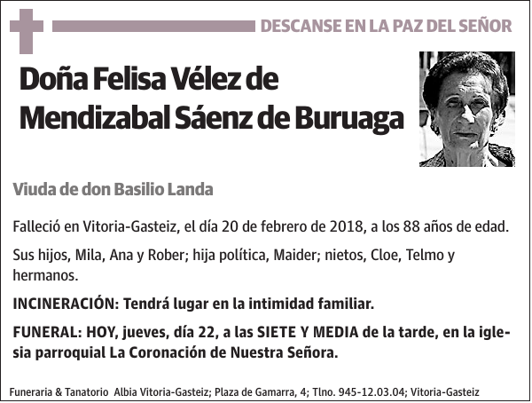 Felisa Vélez de Mendizabal Sáenz de Buruaga