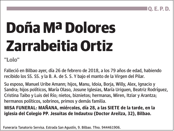 Mª Dolores Zarrabeitia Ortiz