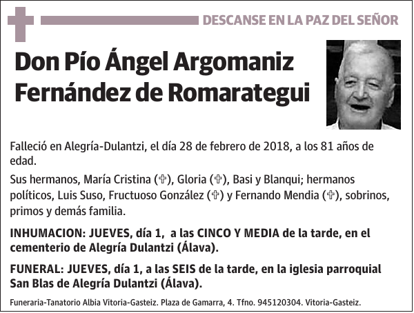 Pío Ángel Argomaniz Fernández de Romarategui