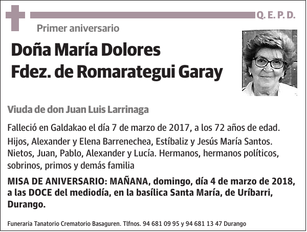 María Dolores Fdez. de Romarategui Garay