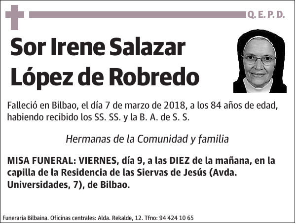 Sor Irene Salazar López de Robredo