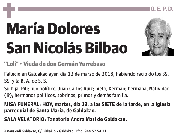 María Dolores San Nicolás Bilbao