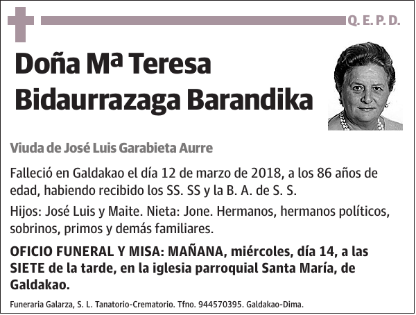 Mª Teresa Bidaurrazaga Barandika