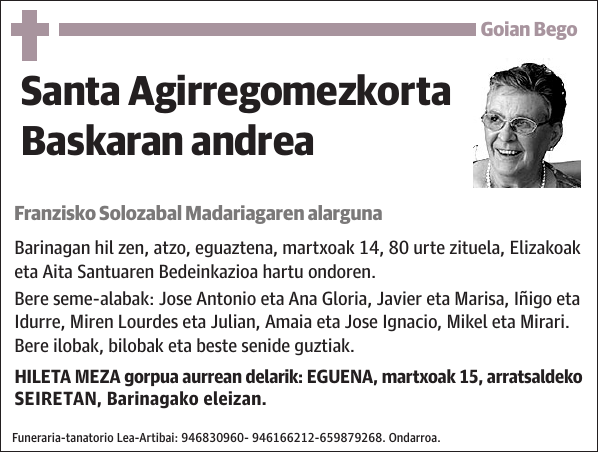 Santa Agirregomezkorta Baskaran