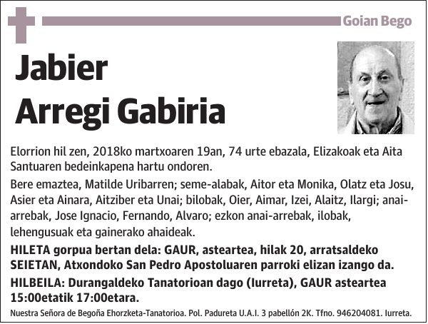 Jabier Arregi Gabiria Elorrion