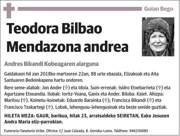 Teodora Bilbao Mendazona