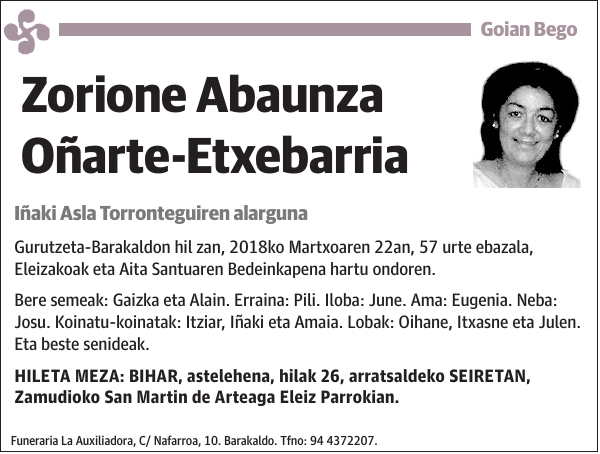 Zorione Abaunza Oñarte-Etxebarria