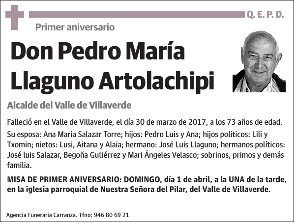 Pedro María Llaguno Artolachipi