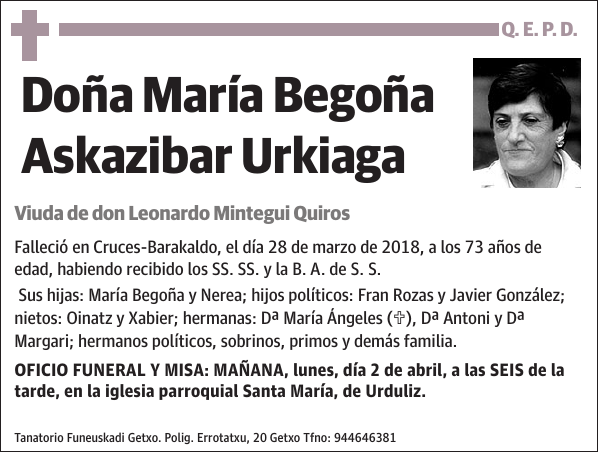 María Begoña Askazibar Urkiaga