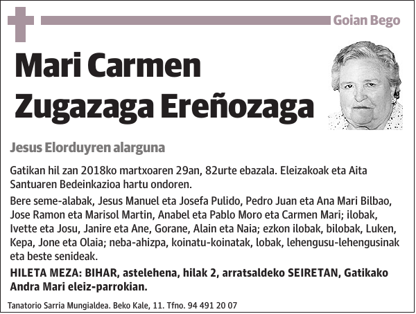 Mari Carmen Zugazaga Ereñozaga