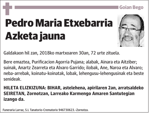 Pedro Maria Etxebarria Azketa