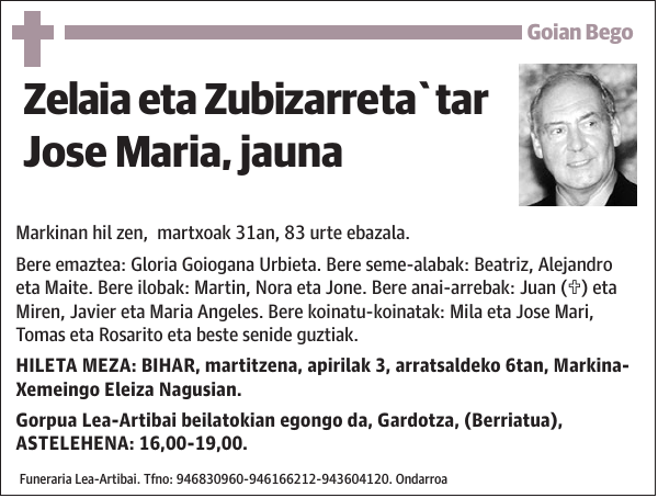 Zelaia eta Zubizarreta tar Jose Maria