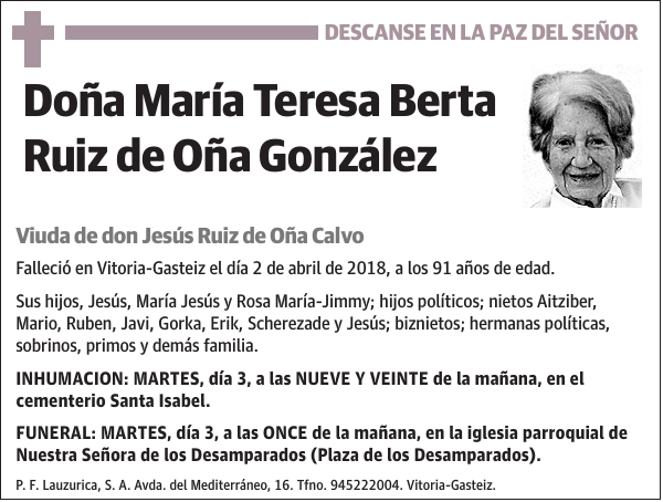 María Teresa Berta Ruiz de Oña González