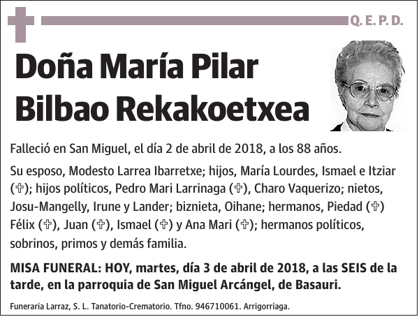 María Pilar Bilbao Rekakoetxea