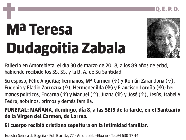 Mª Teresa Dudagoitia Zabala