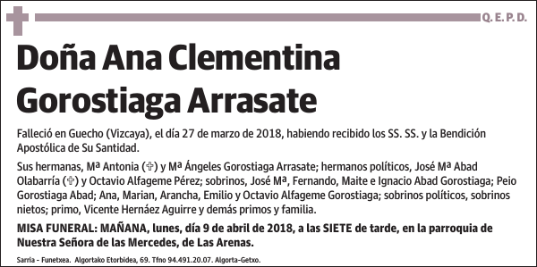 Ana Clementina Gorostiaga Arrasate