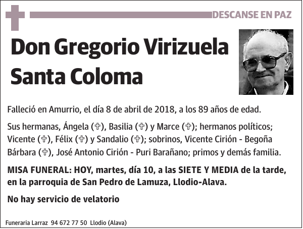 Gregorio Virizuela Santa Coloma