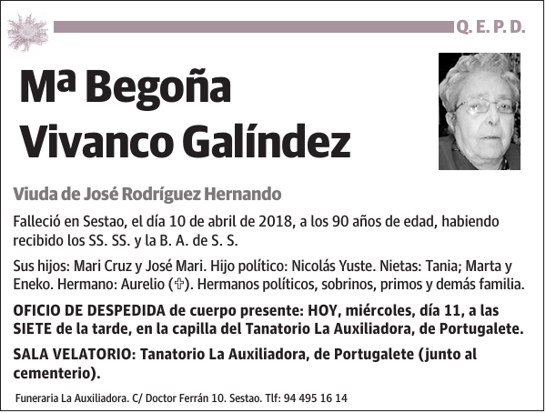 Mª Begoña Vivanco Galíndez