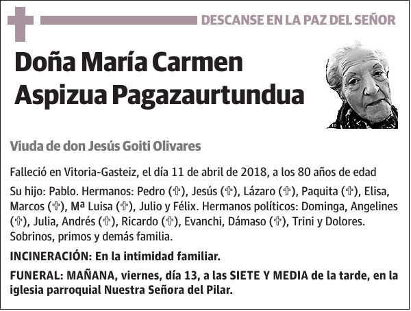 María Carmen Aspizua Pagazaurtundua