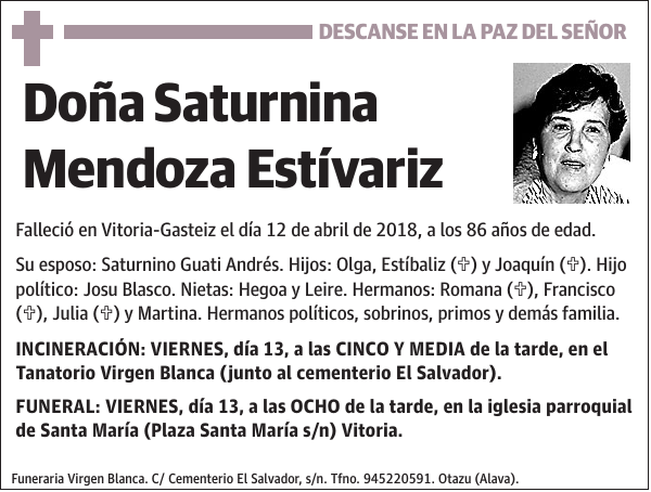 Saturnina Mendoza Estívariz