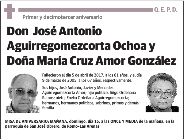 José Antonio Aguirregomezcorta Ochoa y María Cruz Amor González