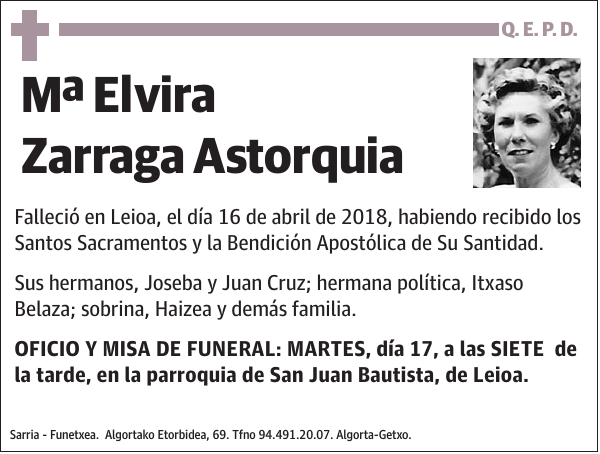 Mª Elvira Zarraga Astorquia